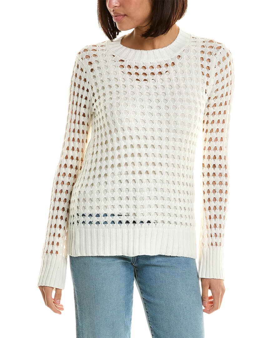 Shop Wispr Pointelle Classic Crewneck Silk-blend Sweater In White