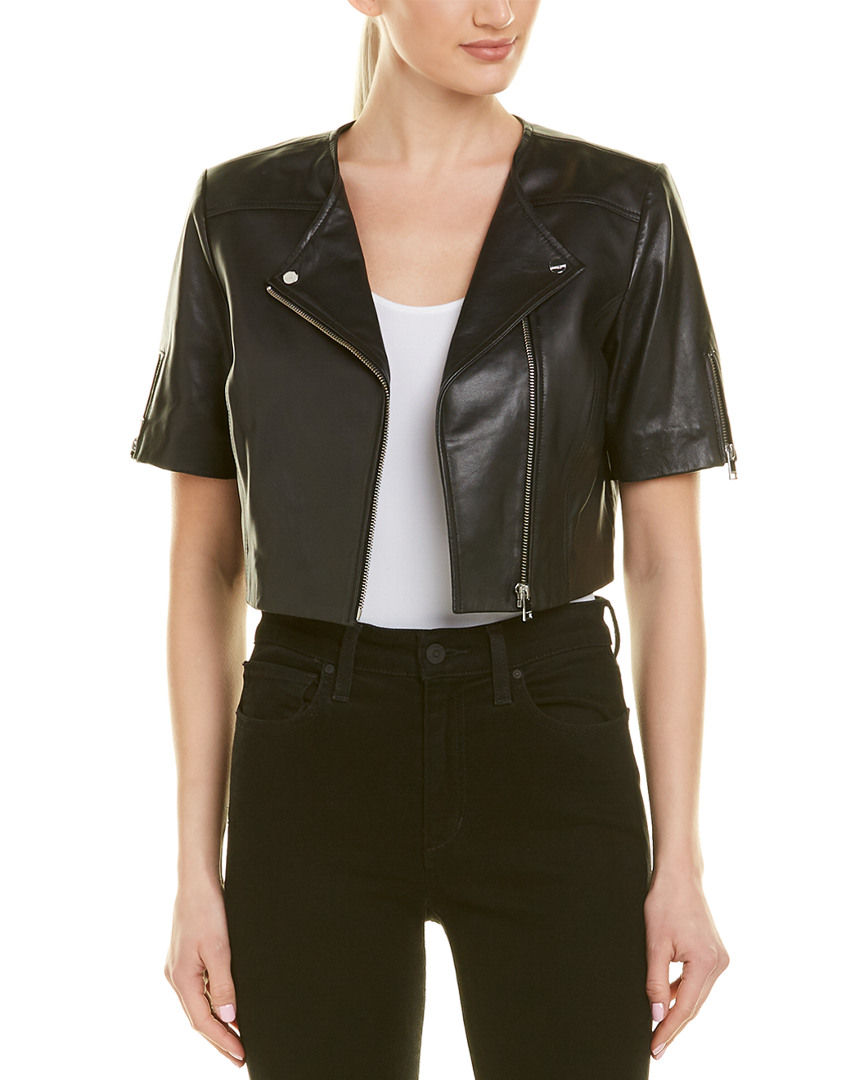Details About Lamarque Kirsi Leather Crop Jacket Black Women S