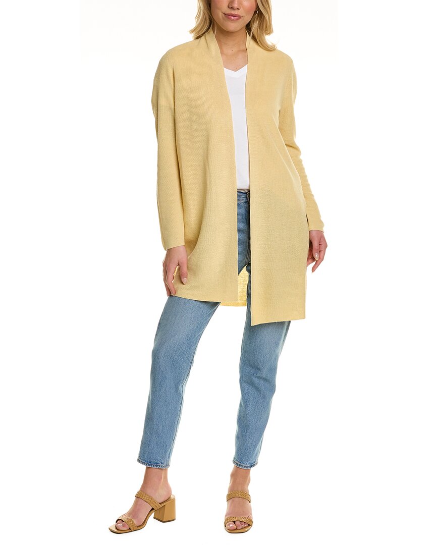 Eileen Fisher Long Linen-blend Cardigan In Nocolor | ModeSens