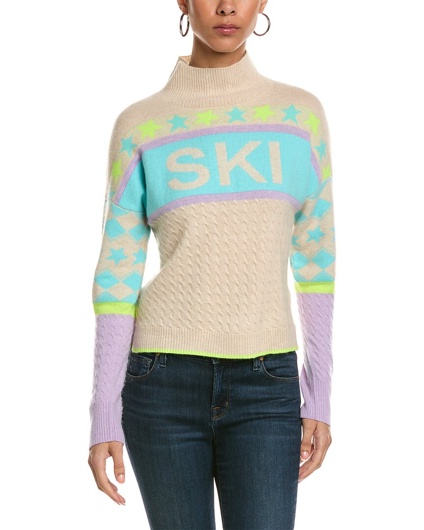 Brodie Cashmere Alpine Ski Mock Cashmere Sweater In Beige