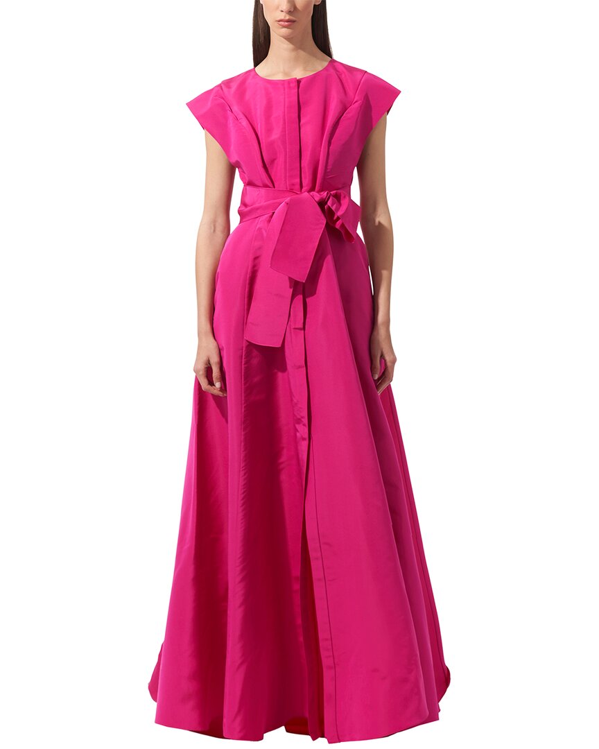 Carolina Herrera Belted Flared Satin Gown