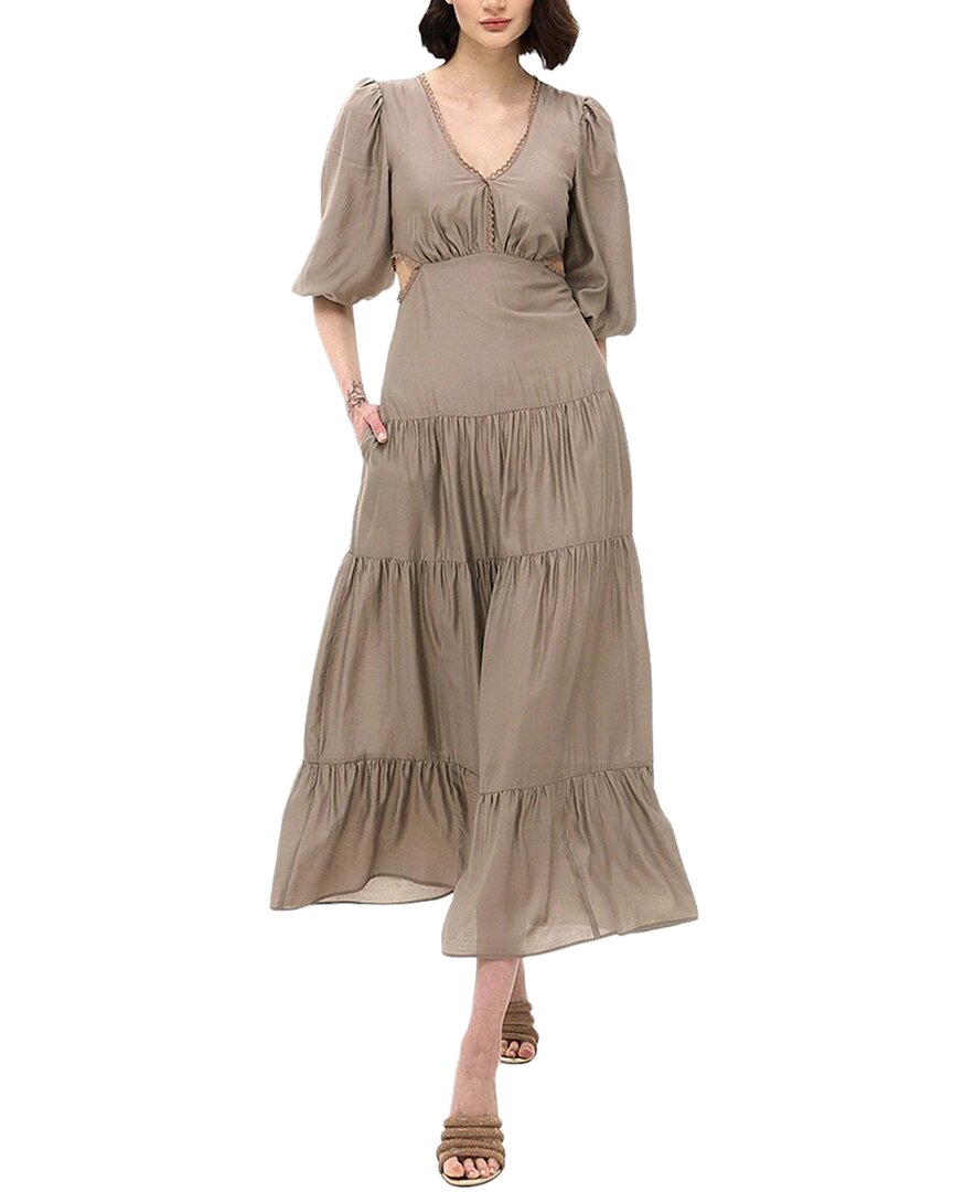 Bgl Silk-blend Midi Dress In Beige