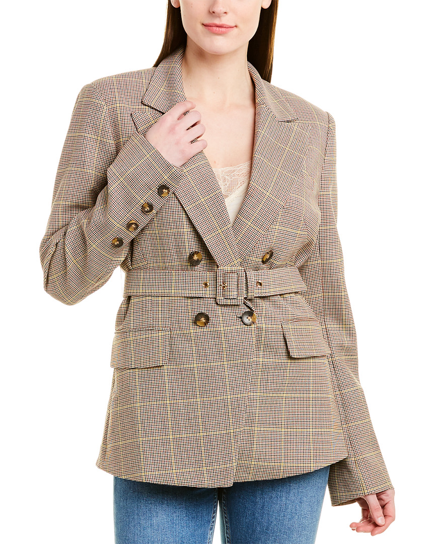 Image of Jonathan Simkhai Plaid Double-Breasted Wool-Blend Blazer