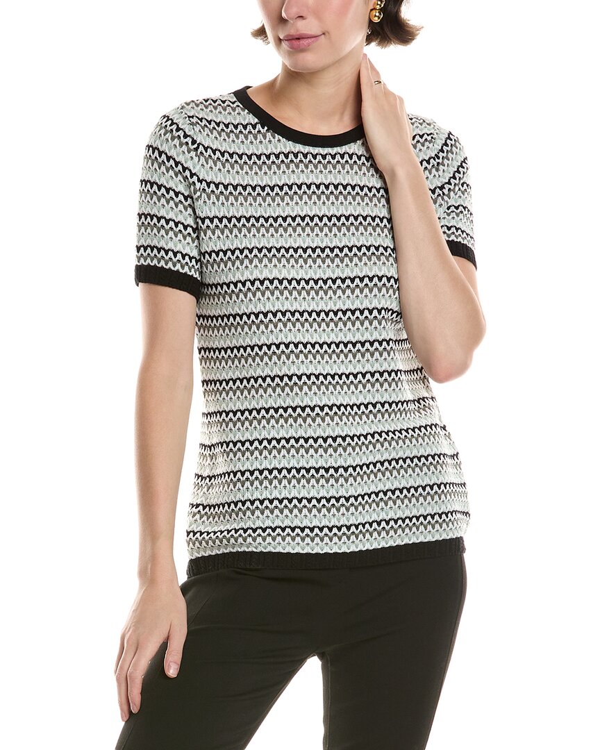 Anne Klein Stitch Crewneck Cotton Blend T-shirt