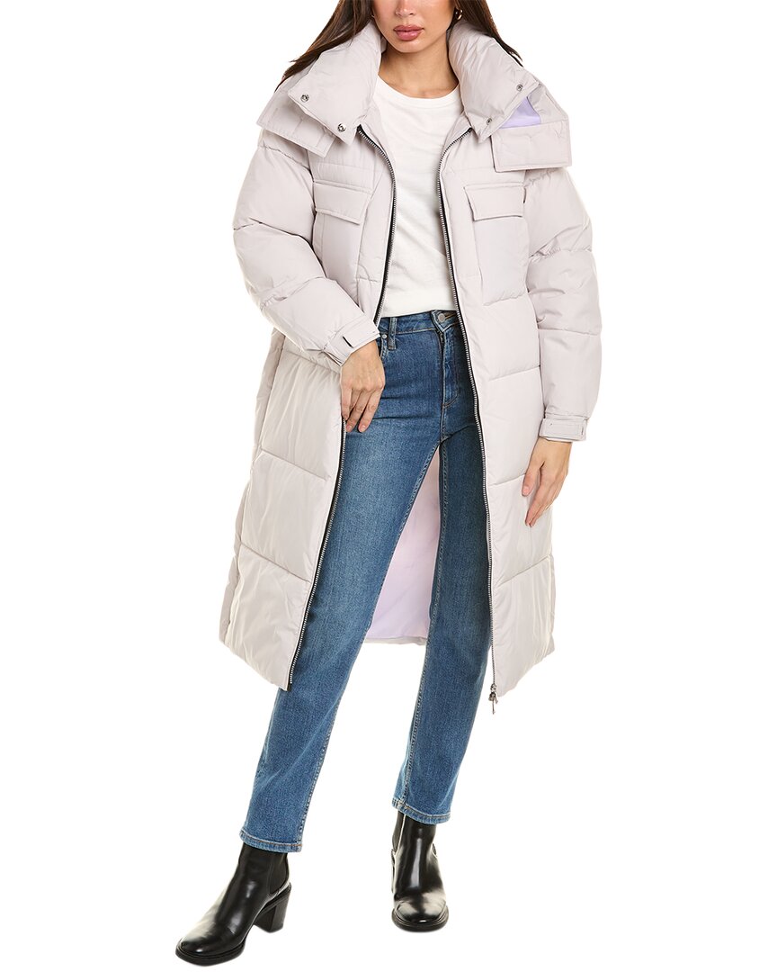 Shop Nvlt Contrast Lined Puffer Coat In Grey