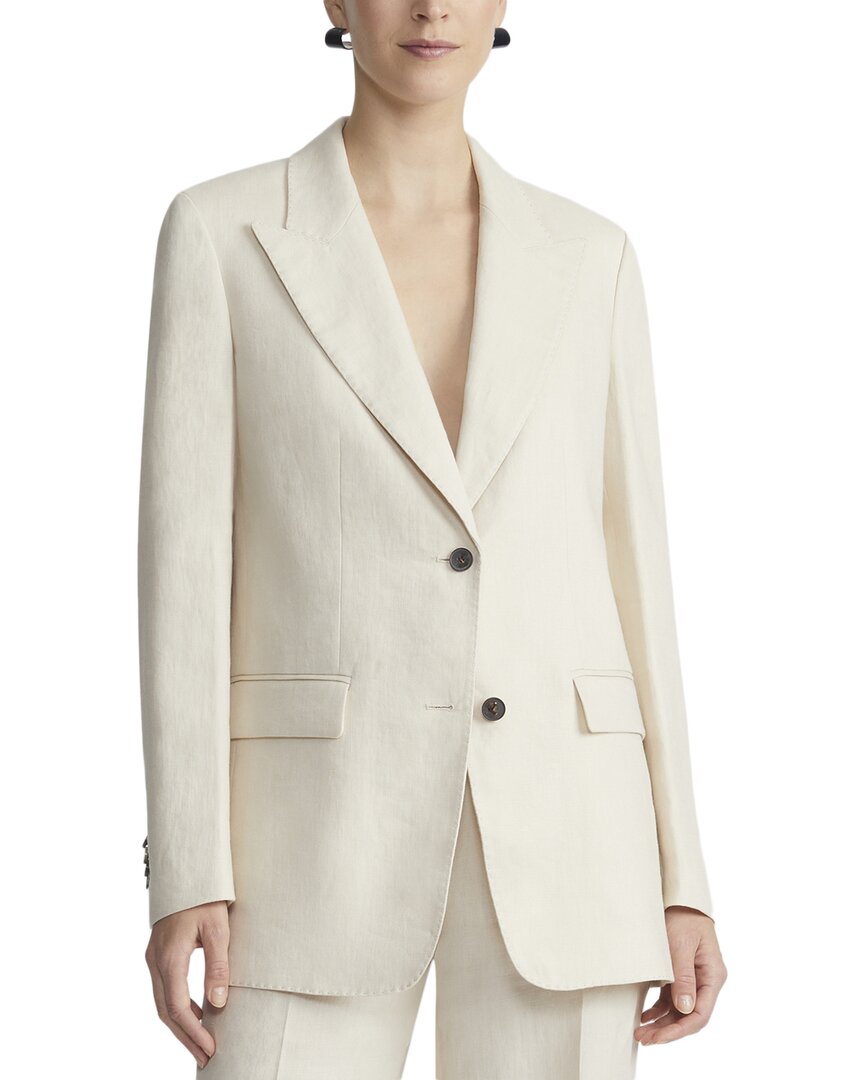 Lafayette 148 New York Peak Lapel Flap Pocket Blazer In White
