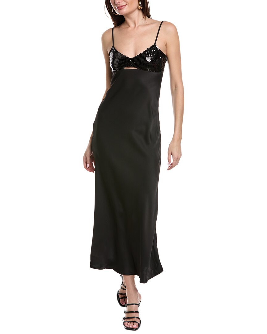 Shop & Rouge Sequin Slip Dress In Black