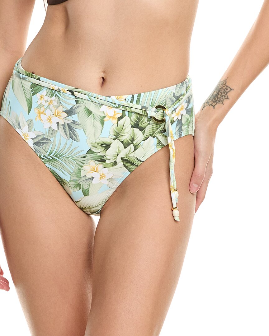 Shop Tommy Bahama Paradise Fronds Belt High-waist Bikini Bottom In Green