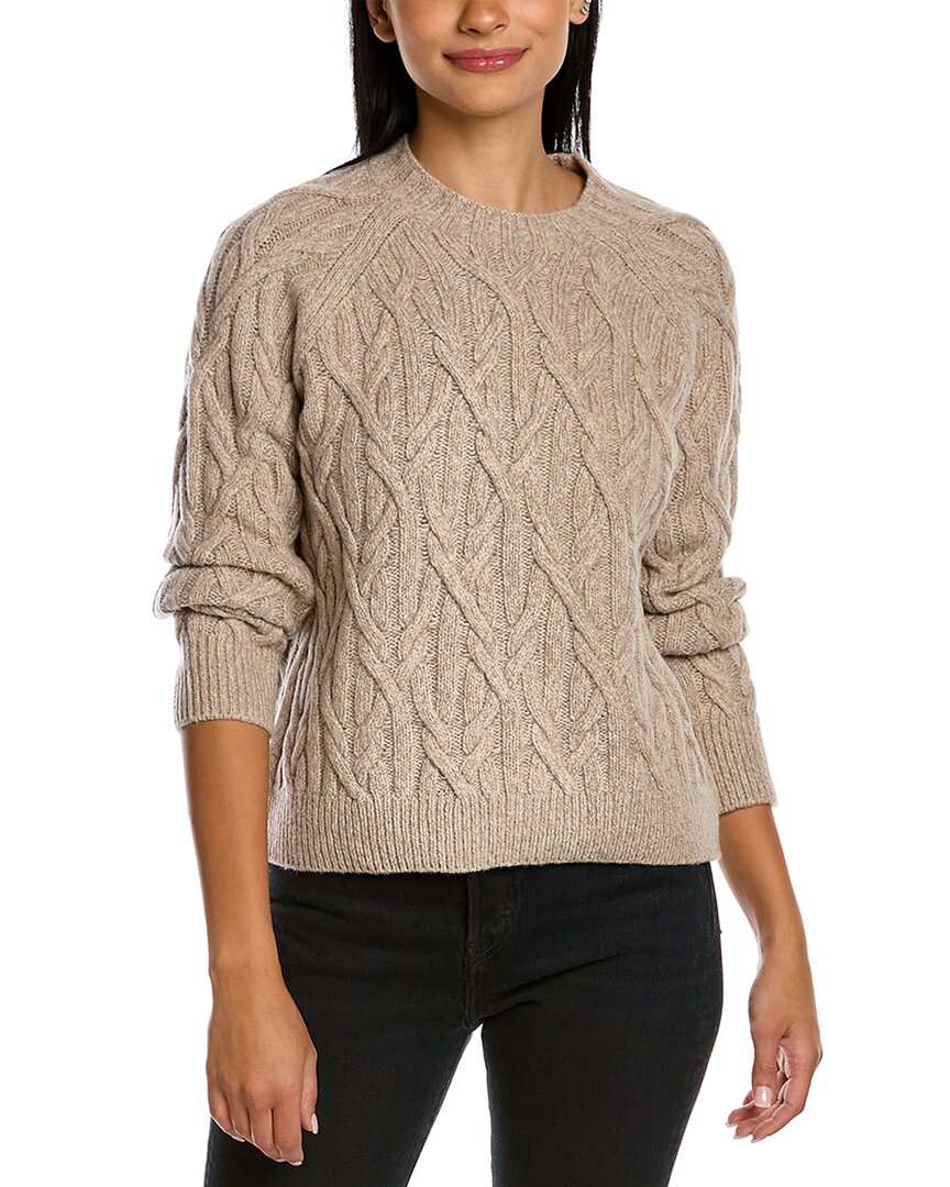 Vince Interlocking Cable Knit Merino Wool Blend Sweater In Beige | ModeSens