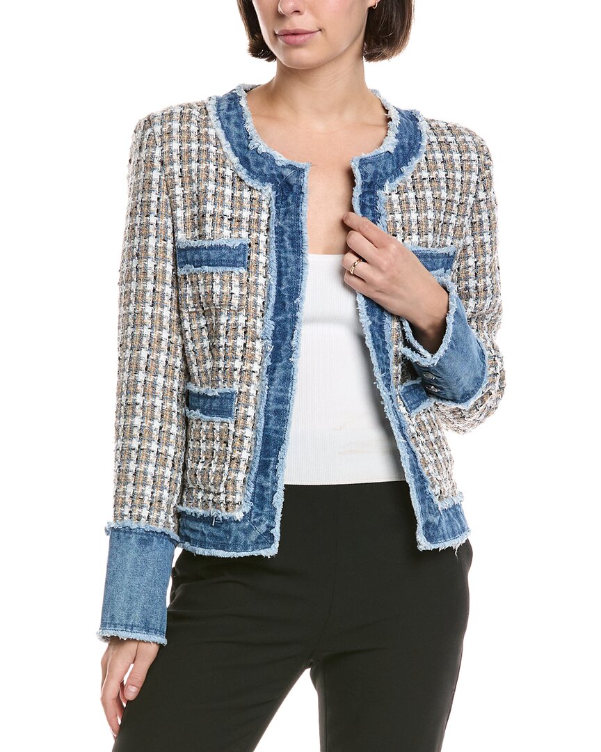 Nanette Lepore Nanette Tweed Cardigan In Blue