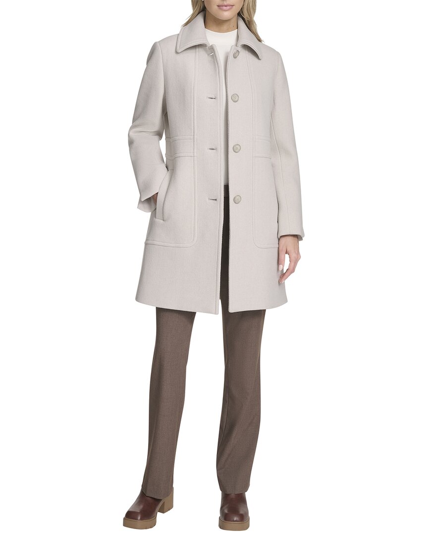 Andrew Marc Emmeline Wool-blend Slim Coat In Neutral
