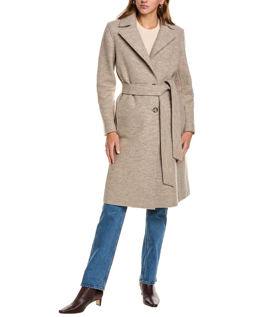 Cinzia Rocca Icons Hooded Wool-blend Coat In Brown