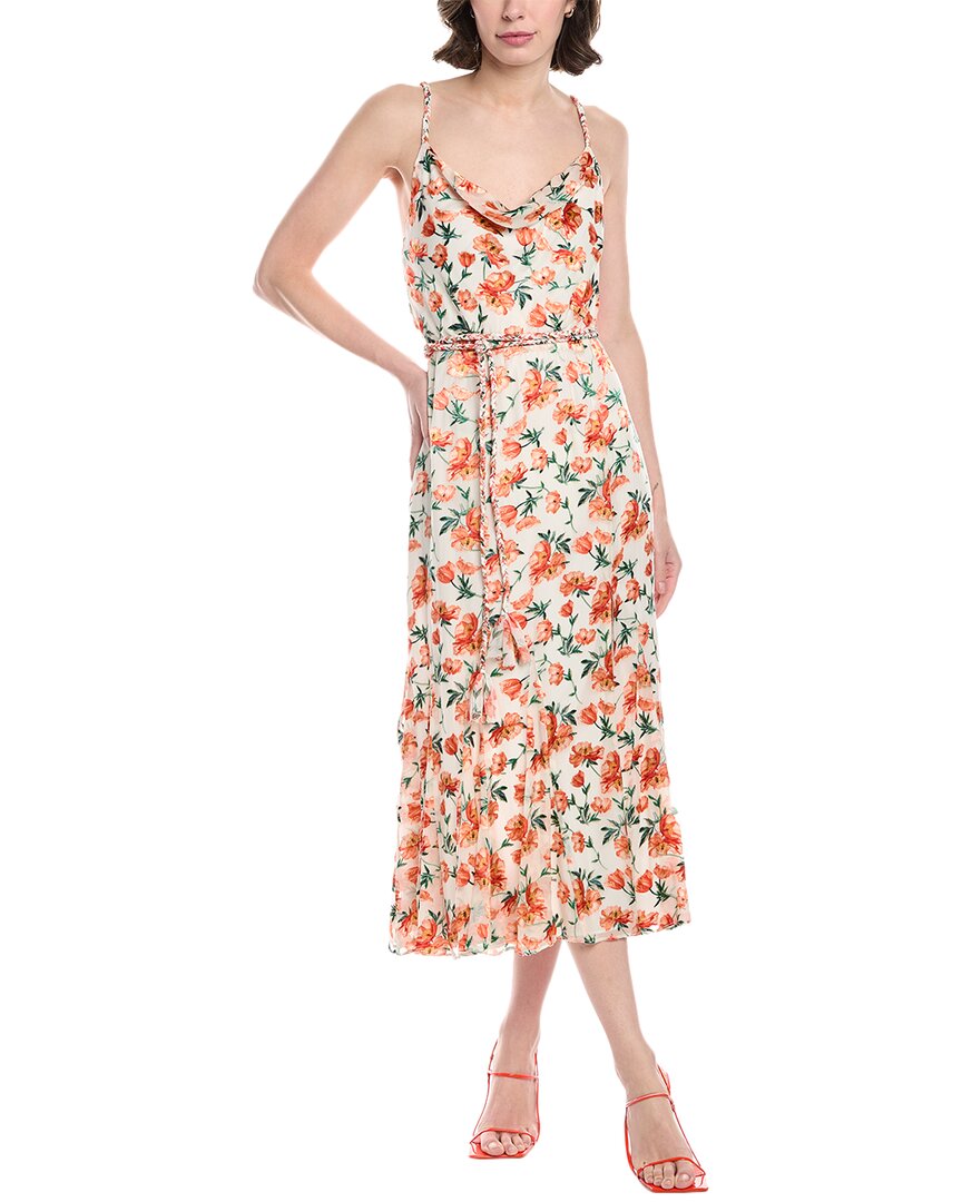 ALICE AND OLIVIA ALICE + OLIVIA LISSA COWL GODET SILK-BLEND MIDI DRESS