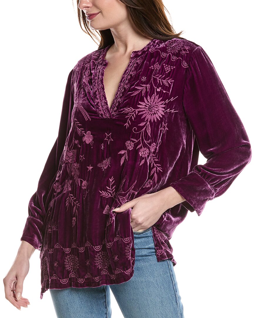 Johnny Was Voyager Velvet Silk-blend Tunic In Purple