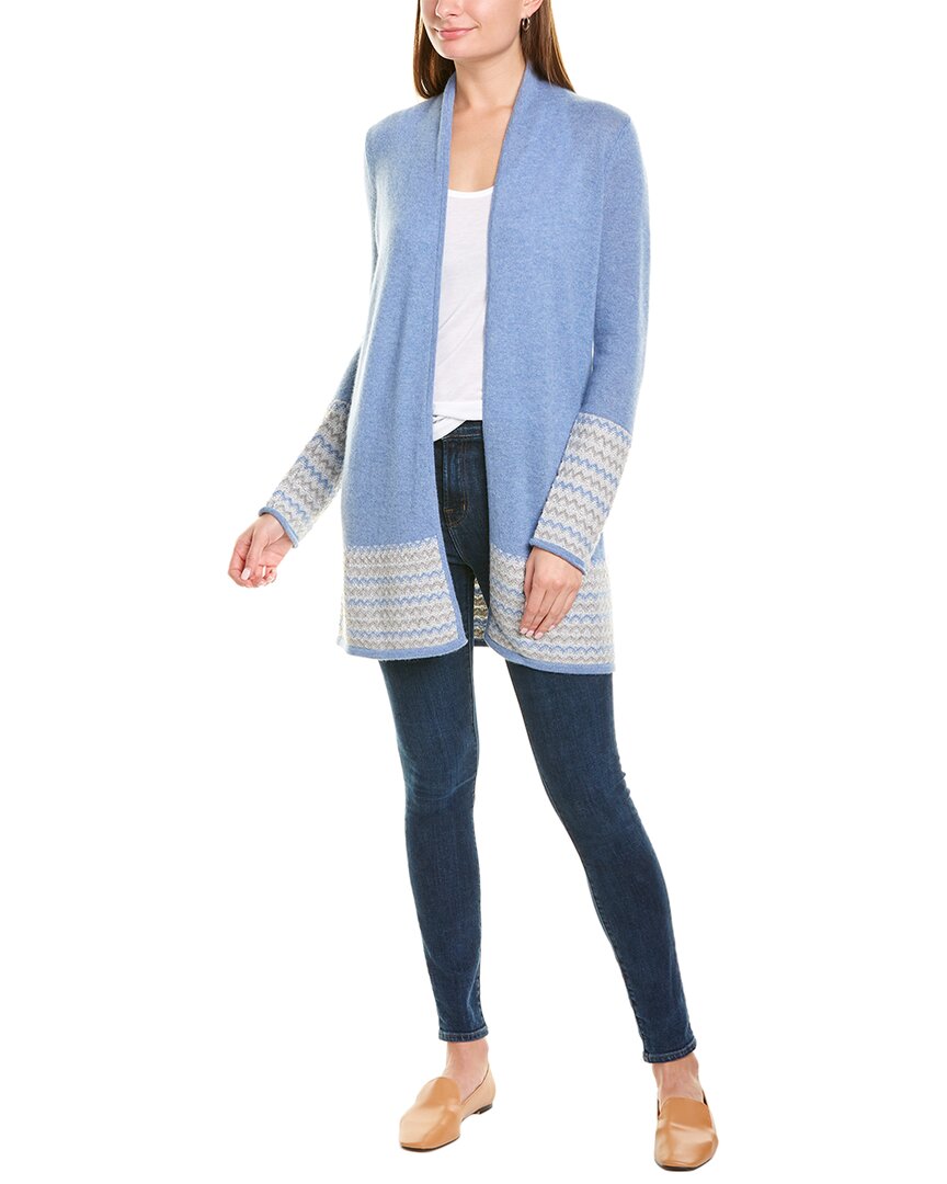 Image of sofiacashmere Reverse Jacquard Block Cashmere-Blend Cardigan