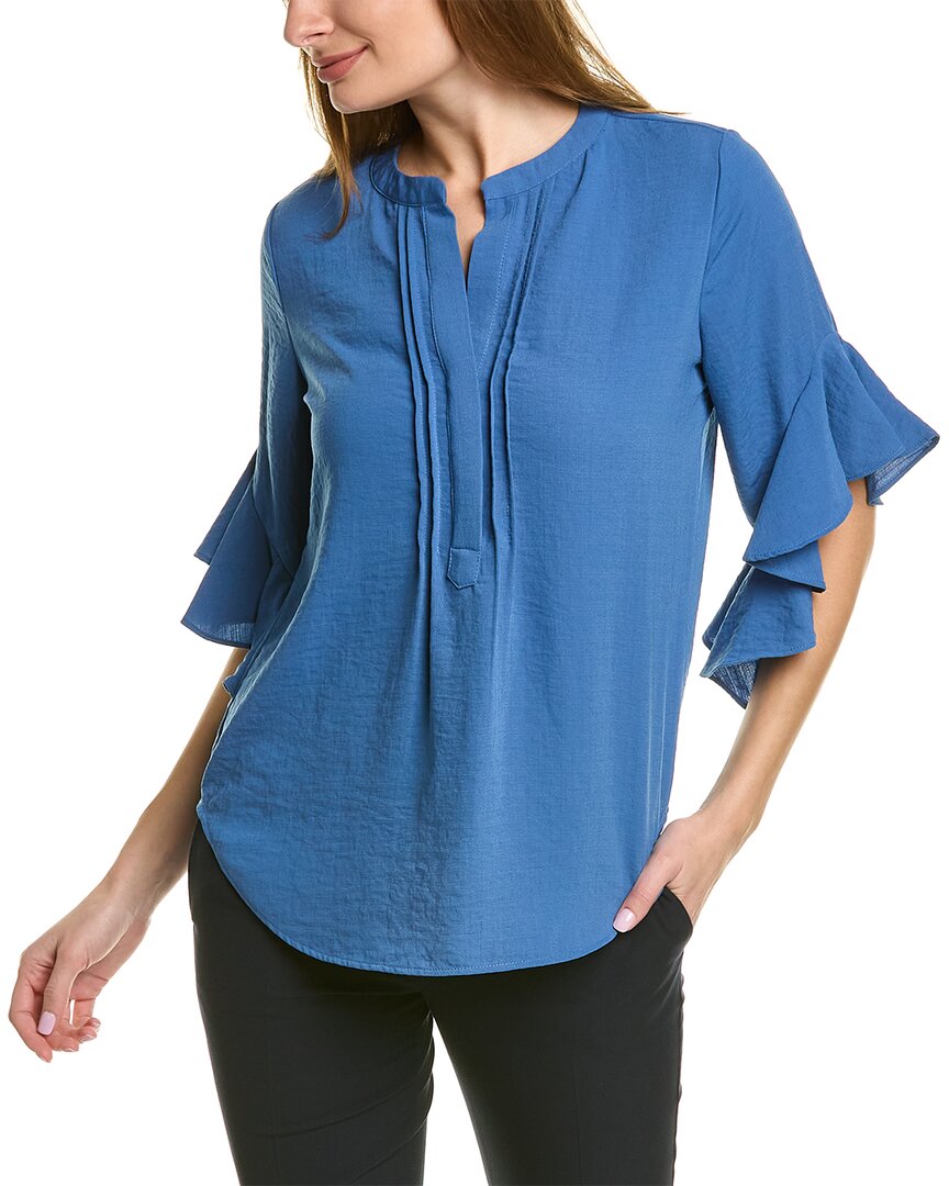 Vince Camuto Flutter Pintuck Blouse In Blue | ModeSens