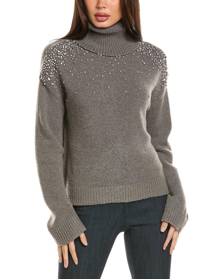Cinq À Sept Cinq A Sept Alani Rhinestone Crackle Wool-blend Turtleneck Top