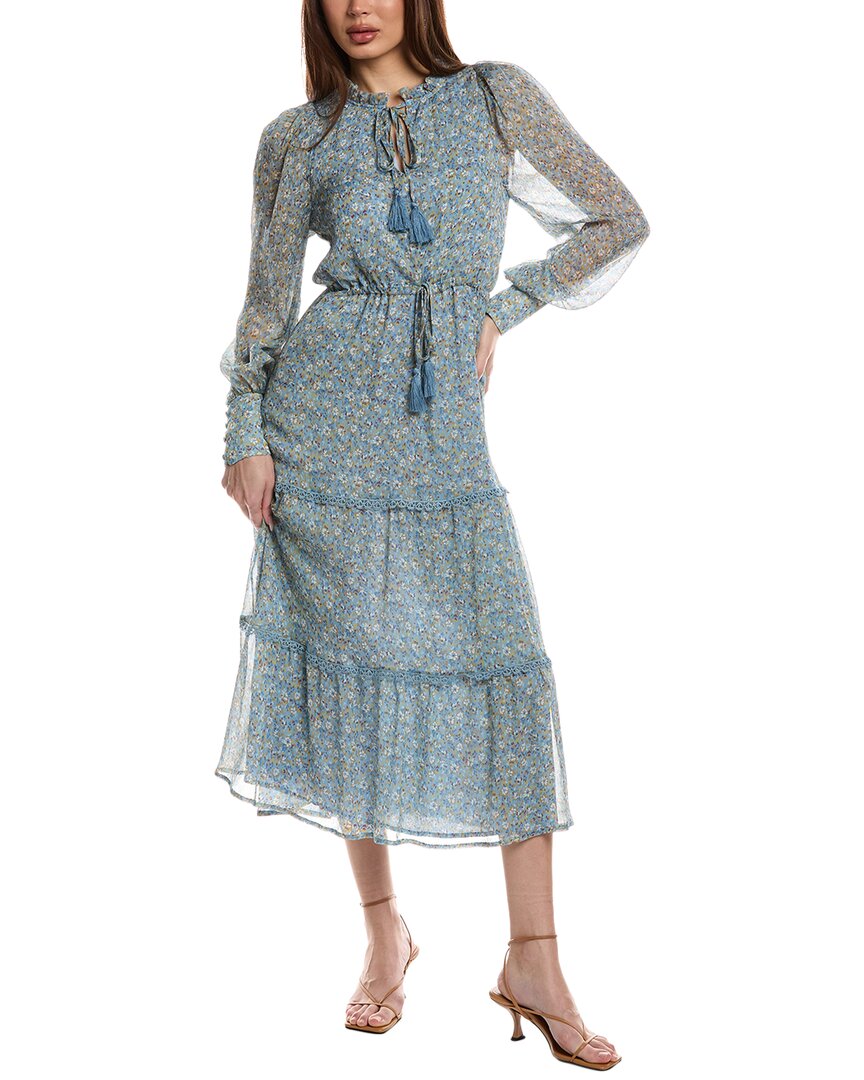 Allison Tiered Midi Dress In Blue