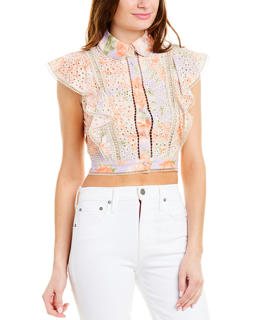 Image of alice + olivia Cavan Eyelet Blouse