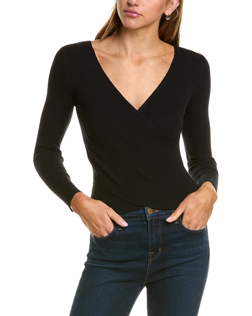 Lea & Viola Surplice Sweater In Black
