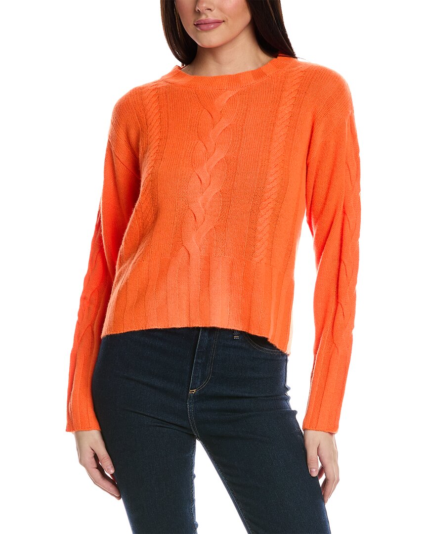 Shop Brodie Cashmere Lily Cable Cashmere Sweater In Orange