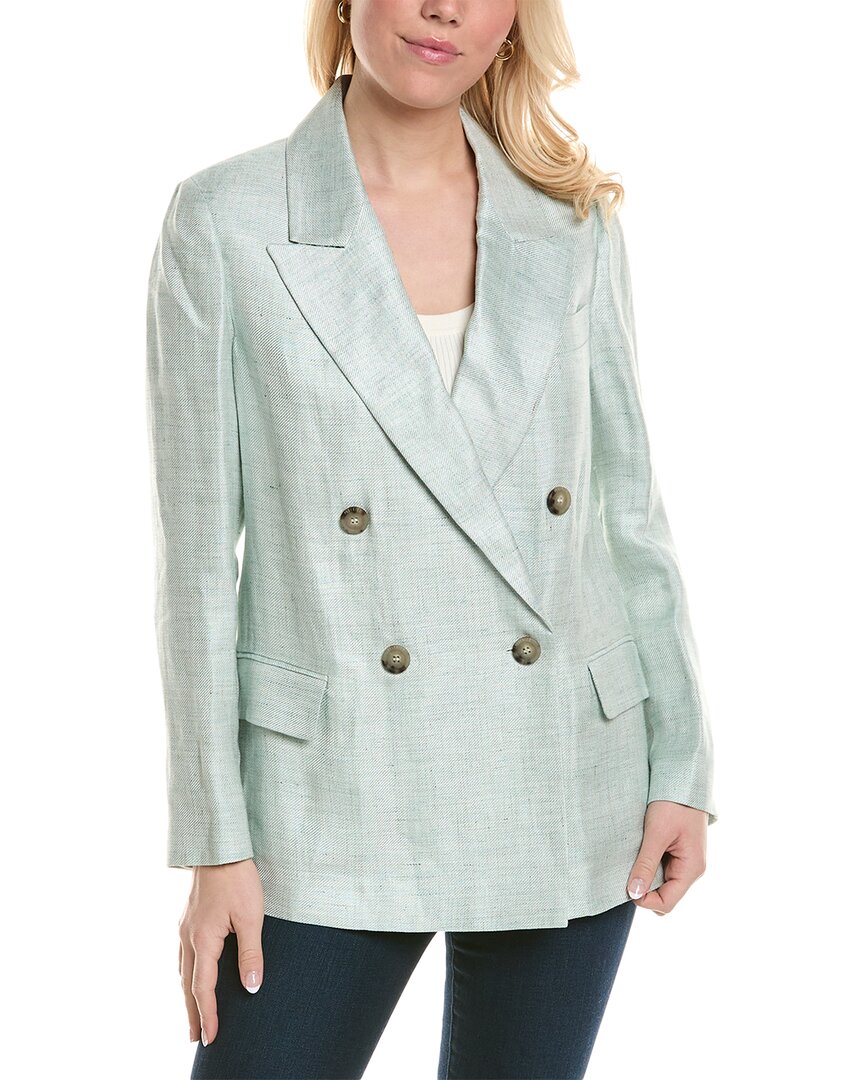 Shop Peserico Linen-blend Jacket In Blue