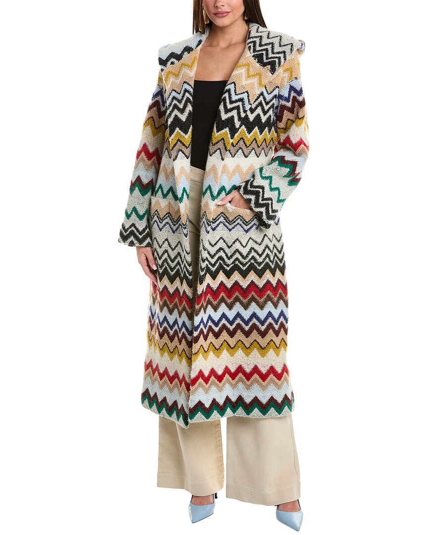 Shop M Missoni Long Mixed Wool & Alpaca-blend Coat In White