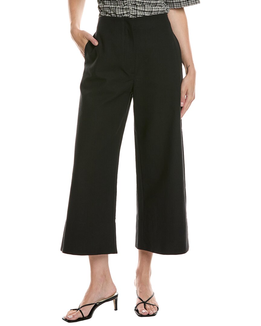 Ganni Cropped Wide Leg Pant In Black