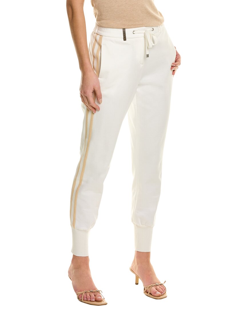 Peserico Stretch Cotton Gabardine Cigarette Trousers In White