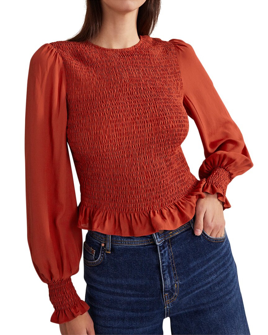 Shop Boden Smocked Bodice Top In Red
