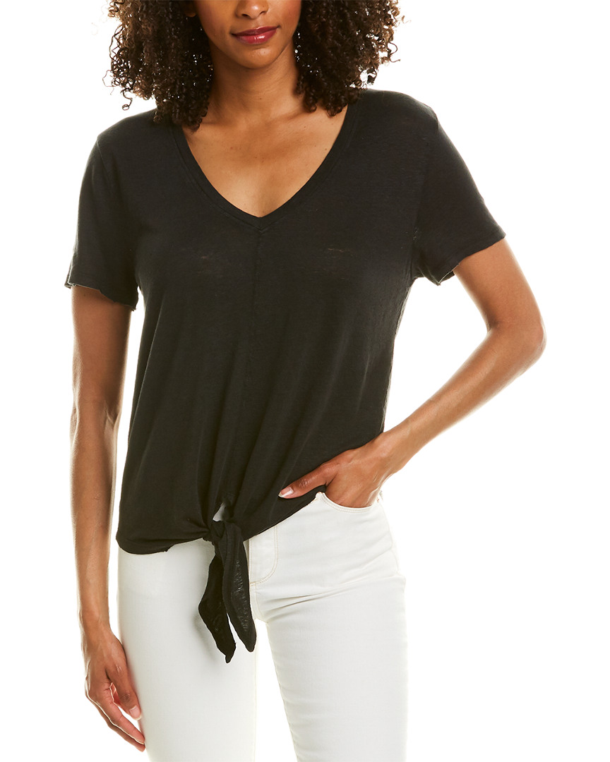 Image of ELAN Distressed Tie-Front Top
