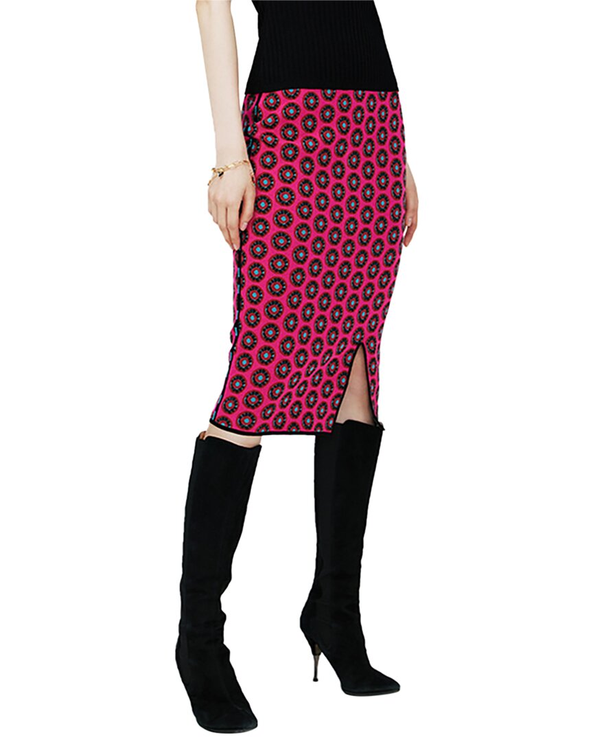 Diane Von Furstenberg Gusta Jacquard-knit Midi Skirt In Pink