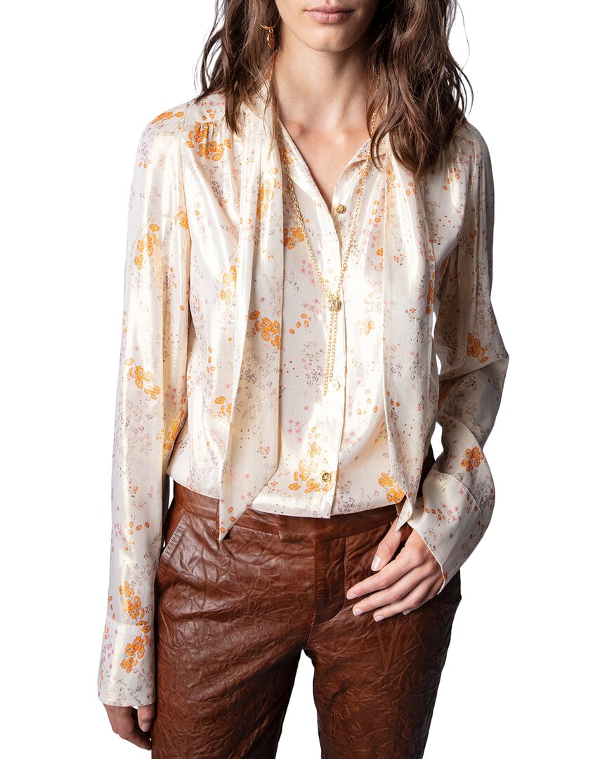 Shop Zadig & Voltaire Tioly Lame Flowers Top