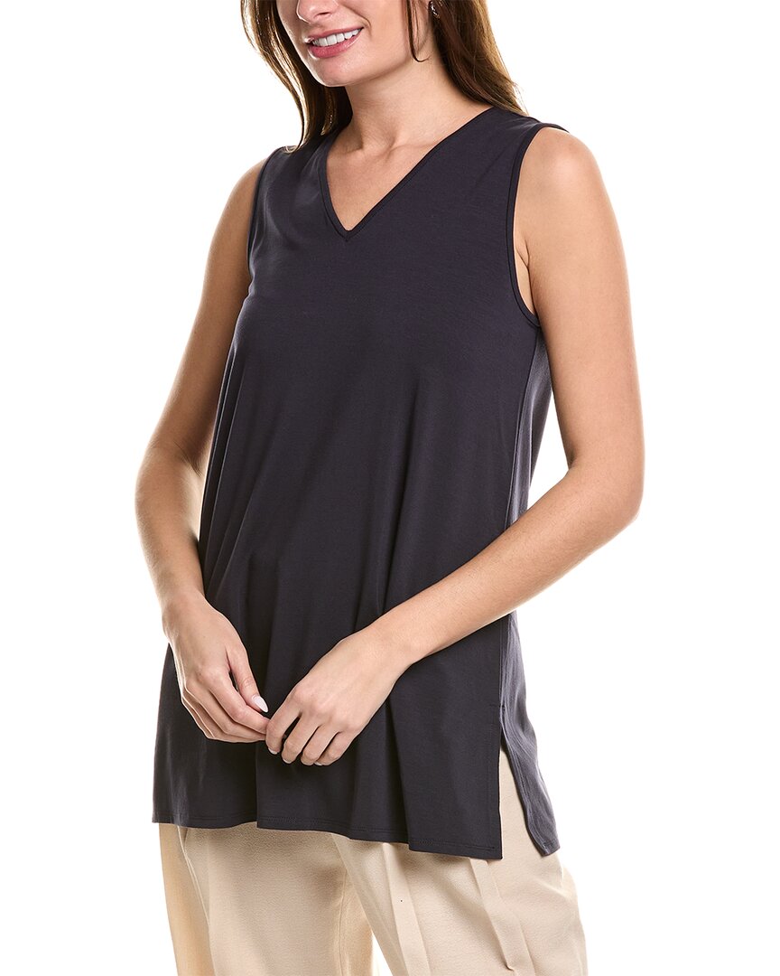 Shop Eileen Fisher V-neck Tunic In Blue