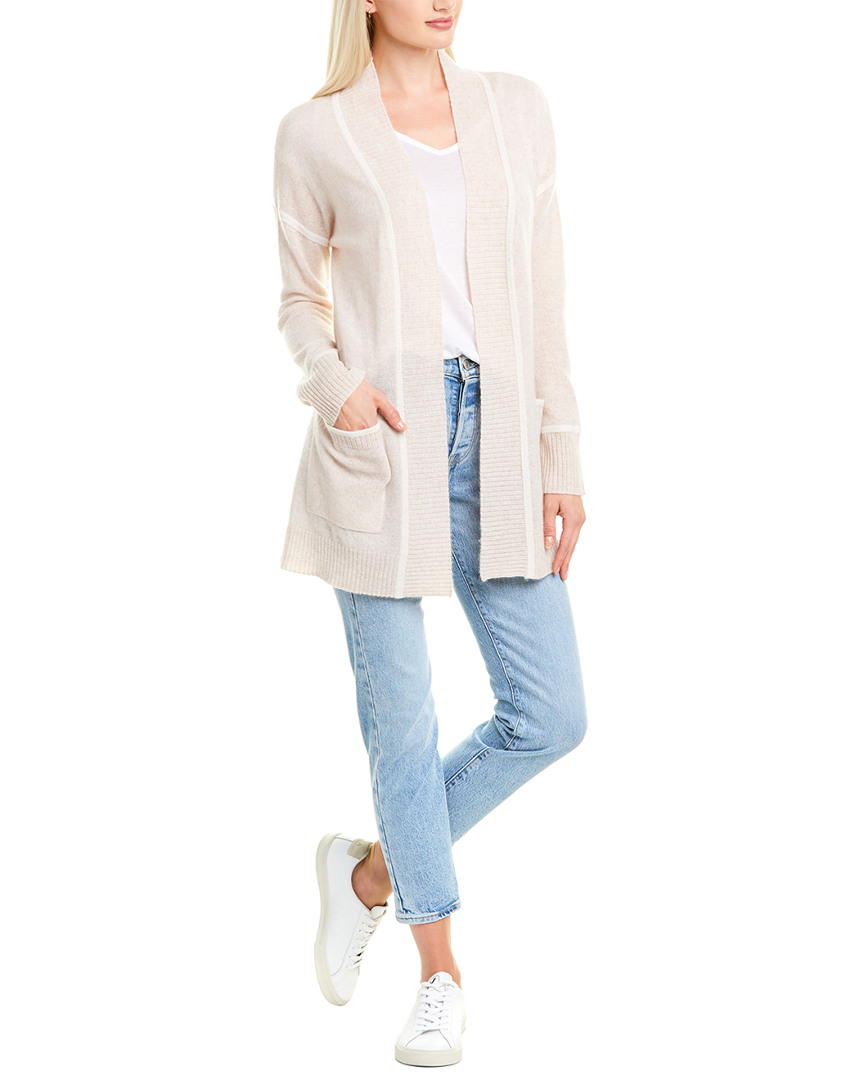 Image of Hannah Rose Pockets Contrast Cashmere Cardigan