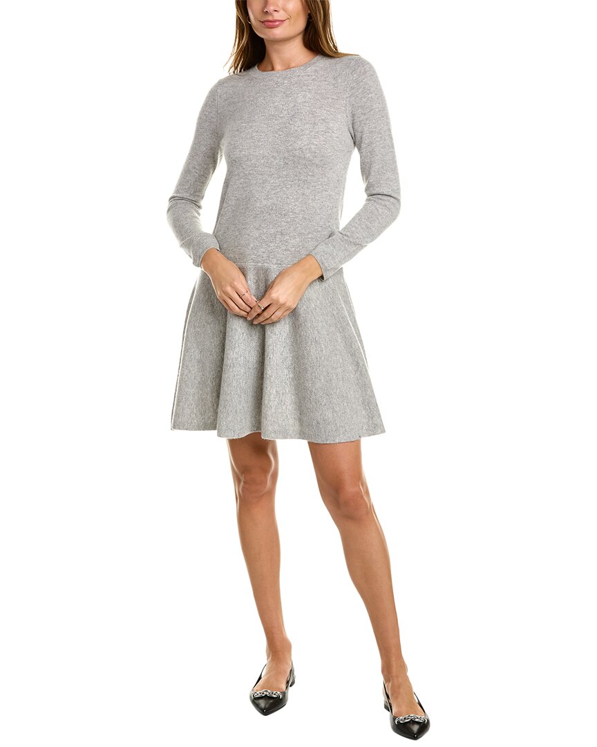 Shop Sofiacashmere Drop-waist Cashmere Flare Dress In Grey