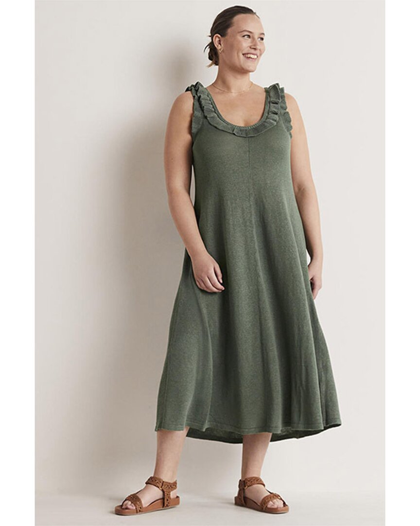 Shop Boden Frill Neck Knit Linen-bend Midi Dress