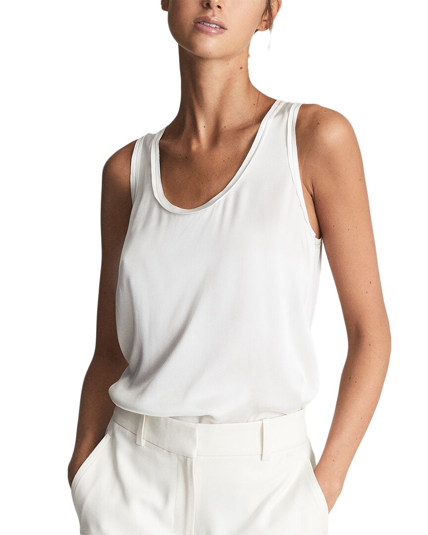 Reiss Riley Mixed Media Silk Blend Tank In White