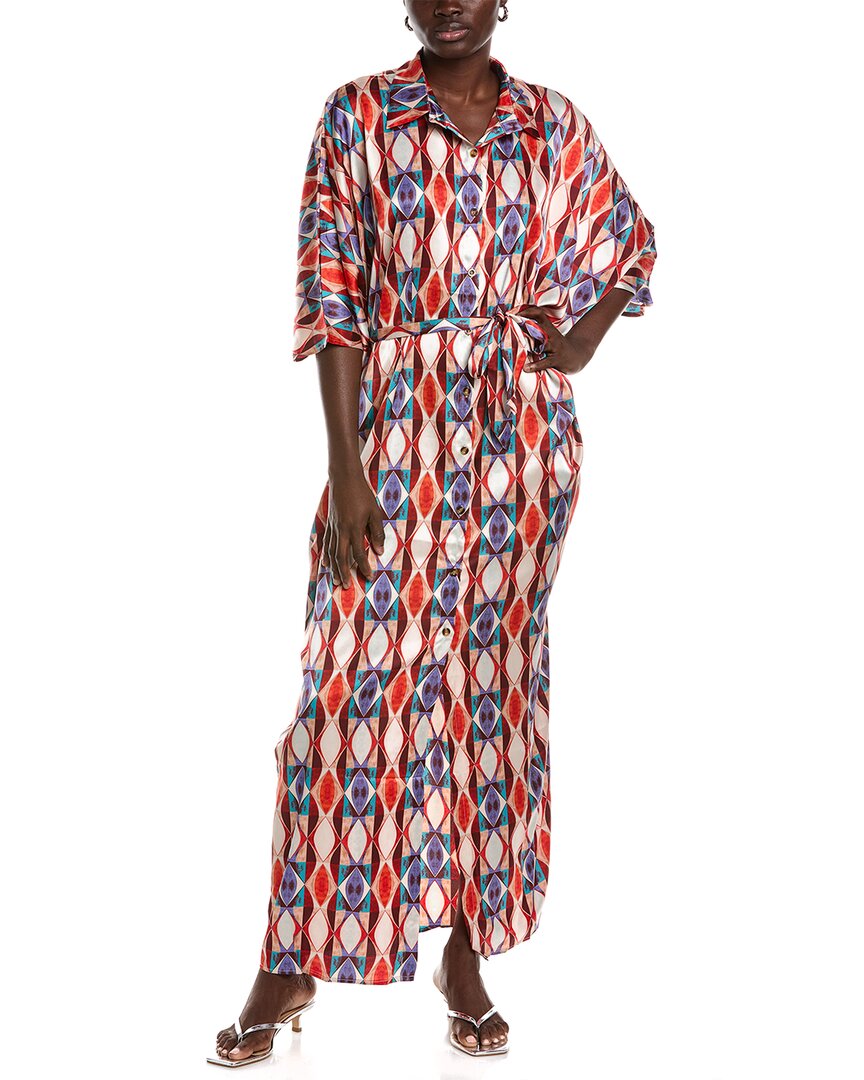 Beulah Maxi Shirtdress In Red