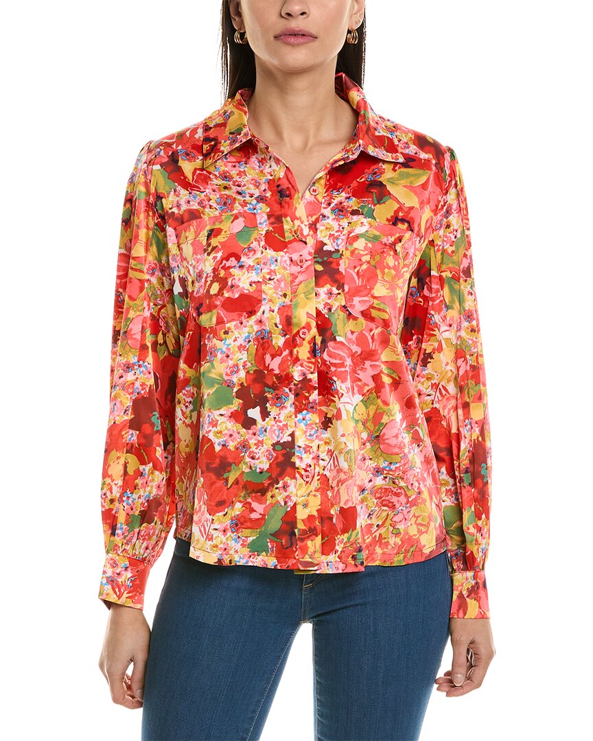 Shop Fate Abstract Print Button-down Shirt In Orange