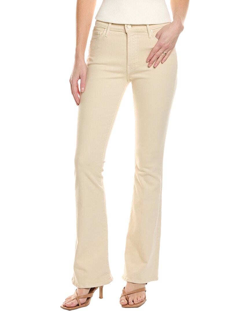 Mother Womens The Patch Pocket Weekender Flared Stretch-denim Blend Jeans Wacky Khaki In Beige
