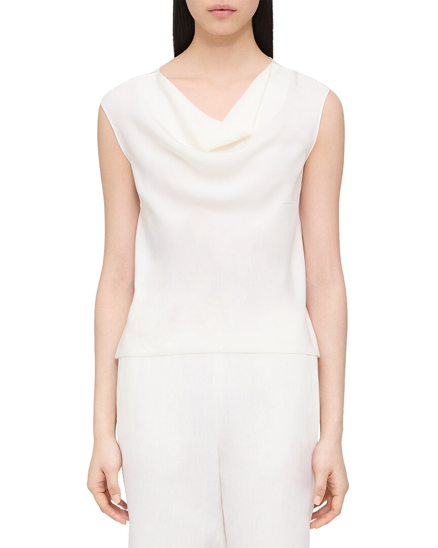 Theory Cowl Neck Silk Top In White | ModeSens