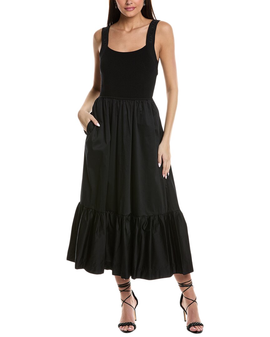 Karl Lagerfeld Mixed Media Midi Dress