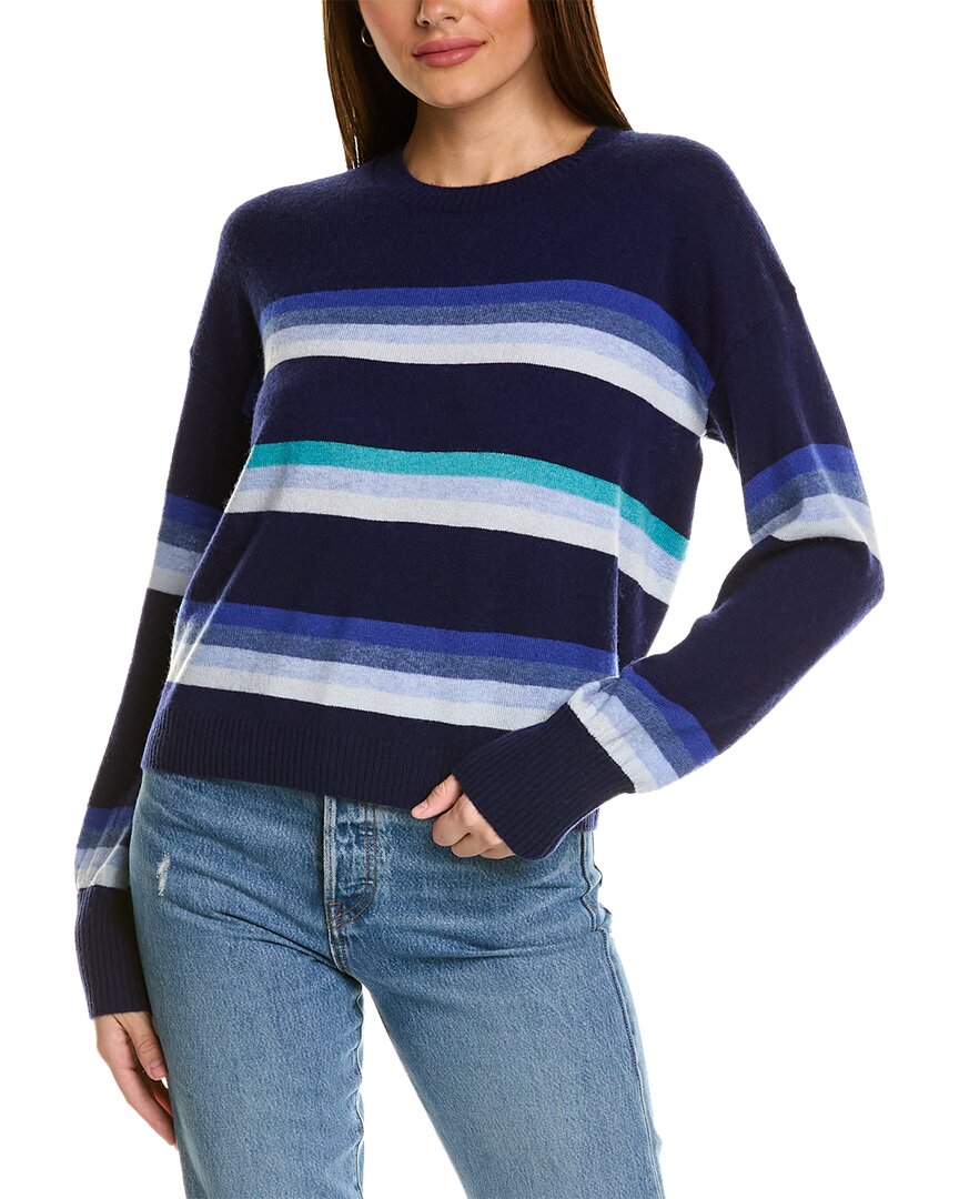 Shop Scott & Scott London Pippa Stripe Wool & Cashmere-blend Sweater In Blue