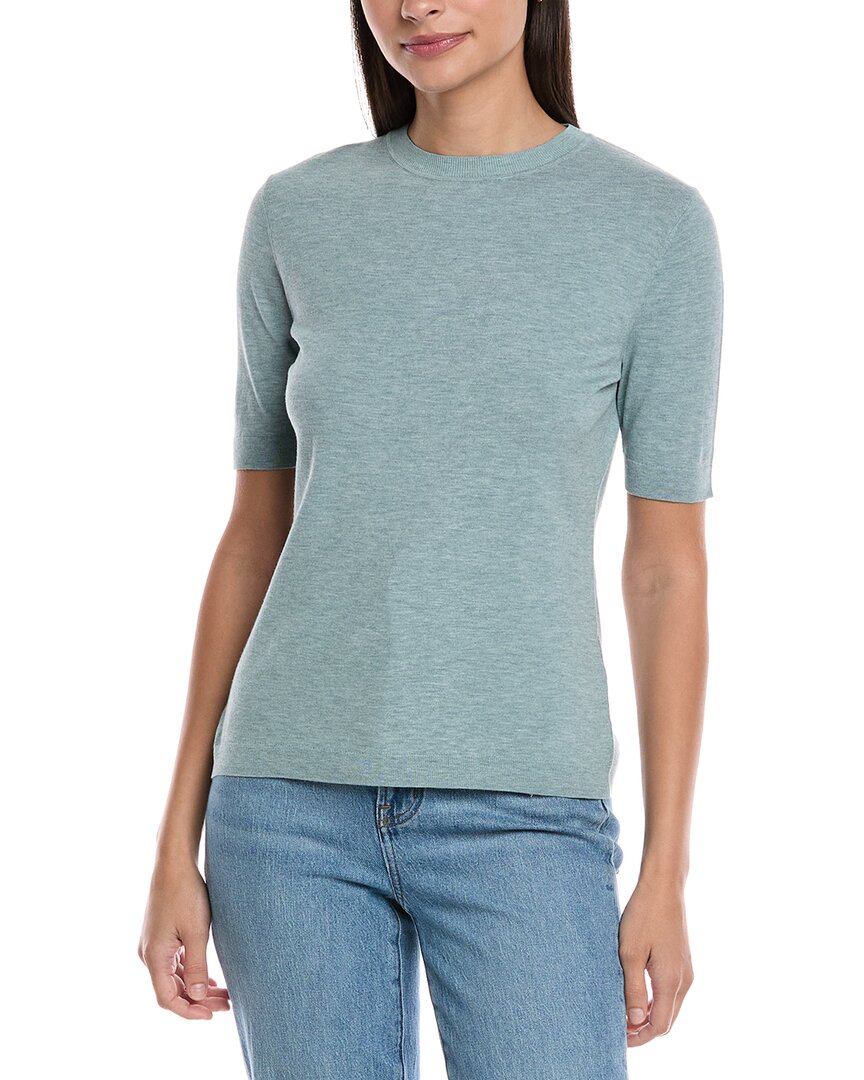 Lafayette 148 New York Short Sleeve Sweater In Green