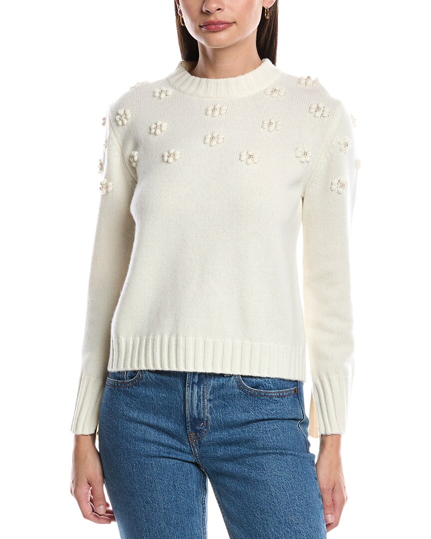 Alashan Cashmere Pearl Bobble Cluster Wool Sweater In White