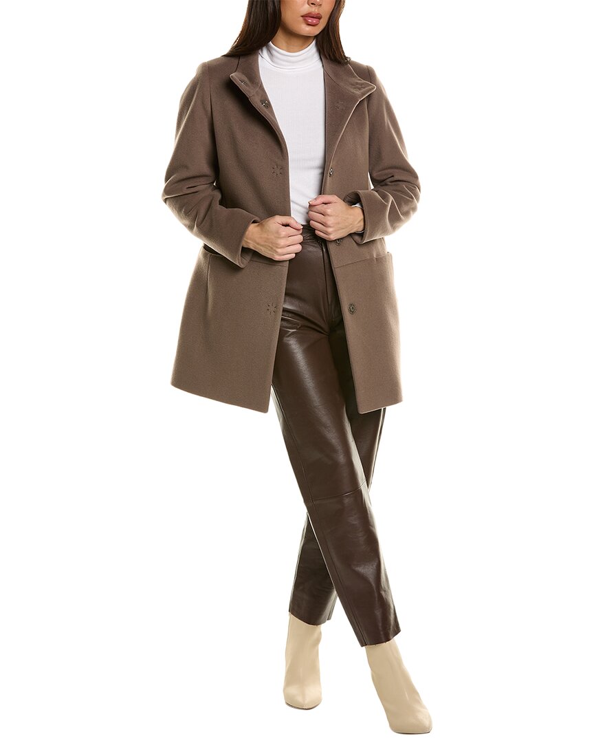 Shop Cinzia Rocca Icons Short Wool & Cashmere-blend Coat In Brown