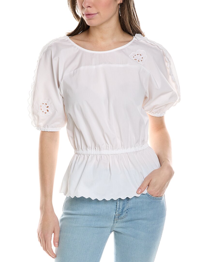 Shop 7 For All Mankind Scallop Trim Blouse In White