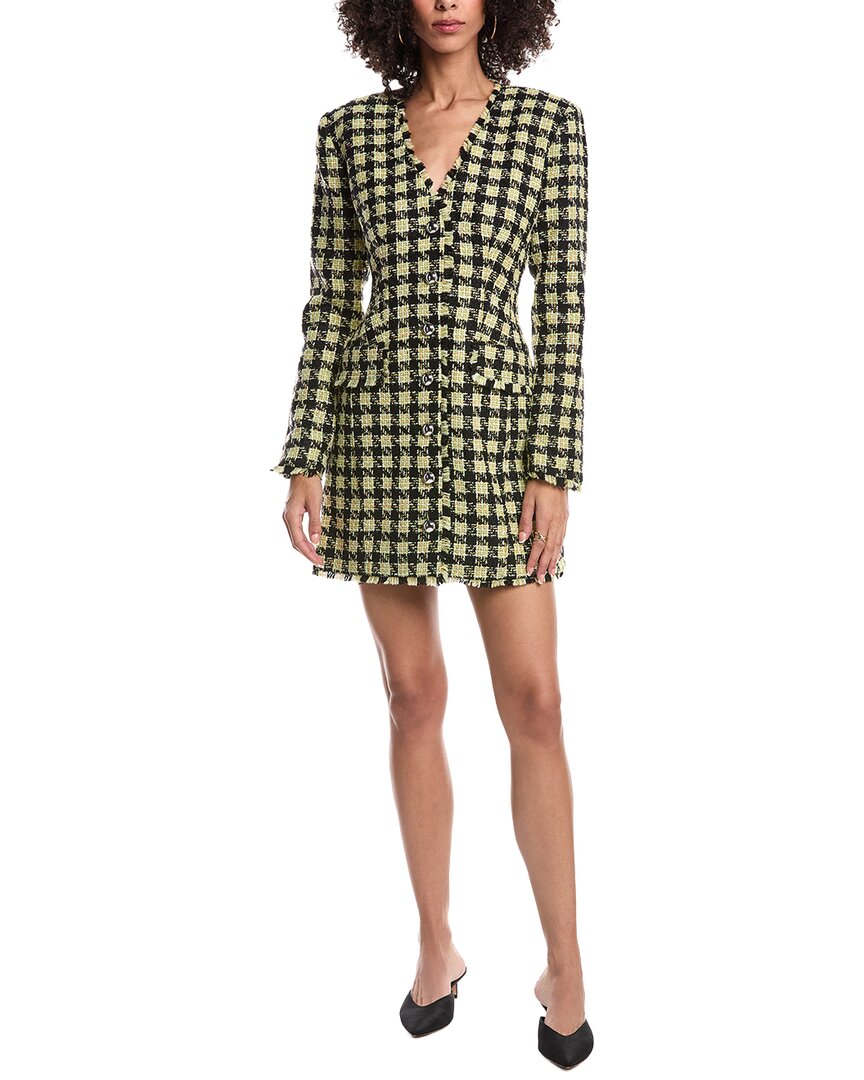 Toccin Mallory Strong Shoulder Button Front Wool-blend Dress In Multi