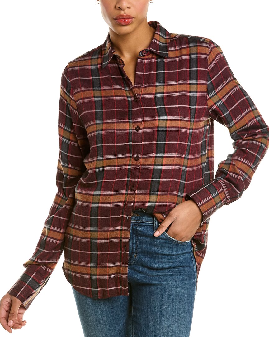 Shop Beachlunchlounge Whitney Plaid Shirt In Red
